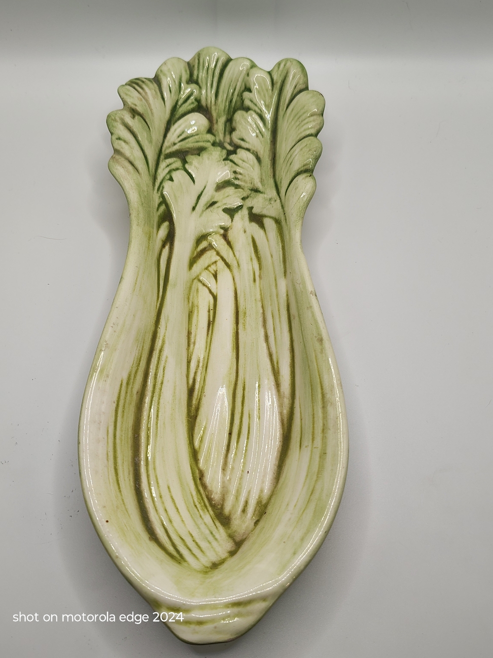 Green Ceramic Celery Leaf Decorative Tray